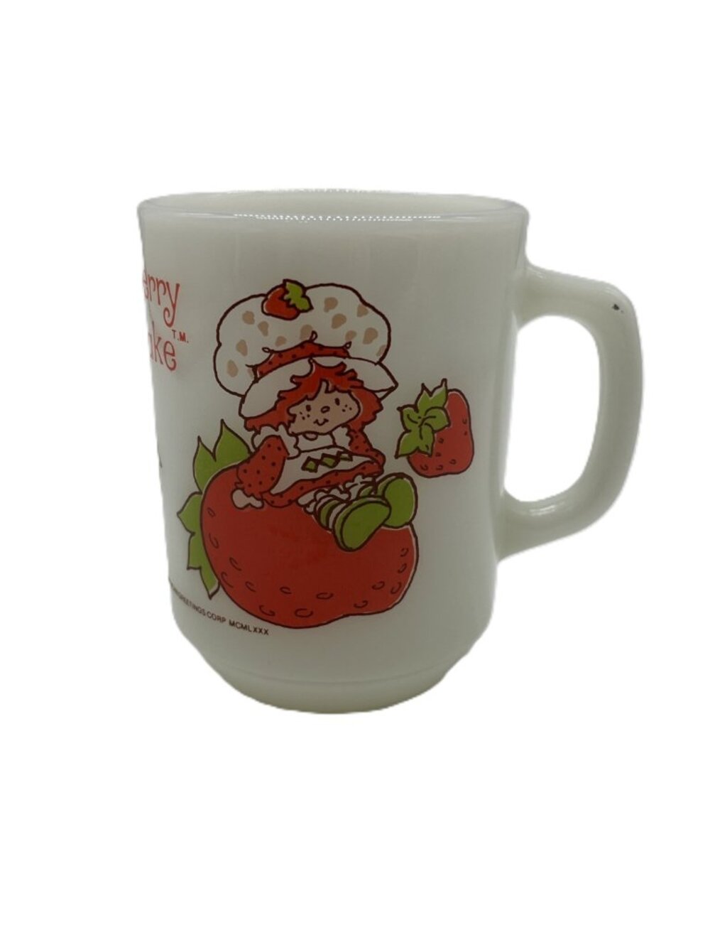 Vtg Strawberry Shortcake Mug Anchor Hocking American Greetings 80s Milk Glass